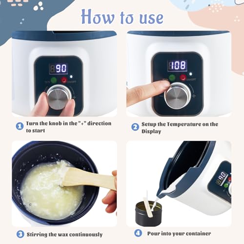 KQU Digital Wax Melting Pot with Temperature Control for Candle Making - size: Wax Melting Pot Kit 9pcs