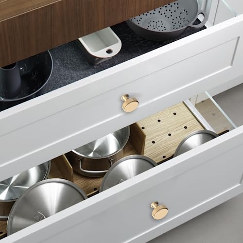 10 Pack Brushed Gold Knurled Cabinet Knobs Round Drawer Pulls - color: Brushed Gold