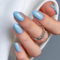 CurvLife Short Oval Press On Nails, Sky Veil Blue, Soft Gel - color: B2 - Sky Veil blue