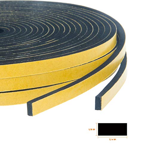 Adhesive Foam Tape 3-Pack, 1/4 Inch Wide X 1/8 Inch Thick, High Density Weather Stripping for Doors & Windows, Seal Strip with Sliding Door Design, 59 Feet Total (19.7ft x 3 Rolls) - size: 1/4in * 1/8in * 59FT