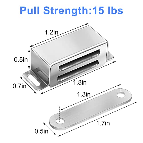 Strong Cabinet Magnets for Closure 15 lbs 8 Pack - Pet-Proof Your Closet - color: Silver, size: 15lbs x 8