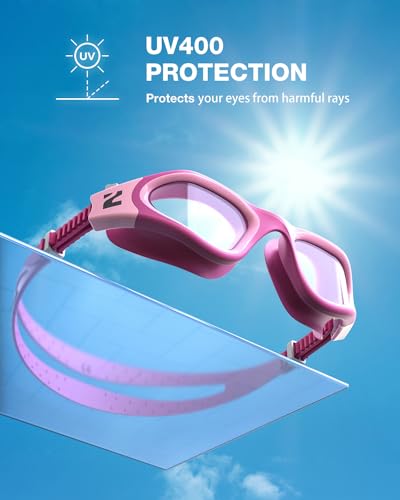 ZIONOR Swim Goggles, G1 SE Swimming Goggles Anti-Fog for Adult Men Women - color: B6-clear Lens Rose Frame