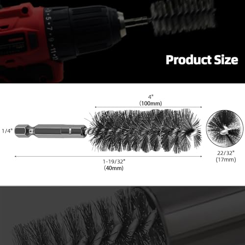 5Pcs 11/16" Stainless Steel Wire Bore Brush for Power Drill Cleaning - size: 17mm | 11/16"
