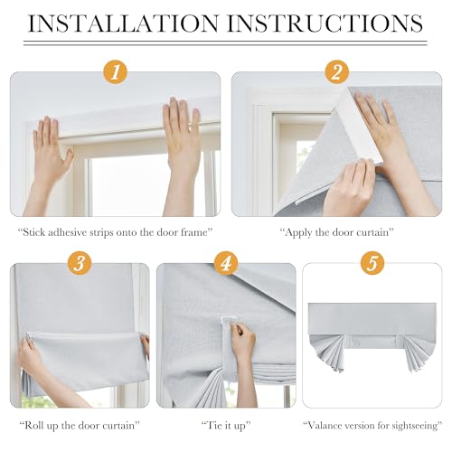 RYB HOME 100% Blackout Classroom Door Window Cover, Sidelight Curtains - color: Greyish White, size: 12"W x 40"L (Pack of 1)