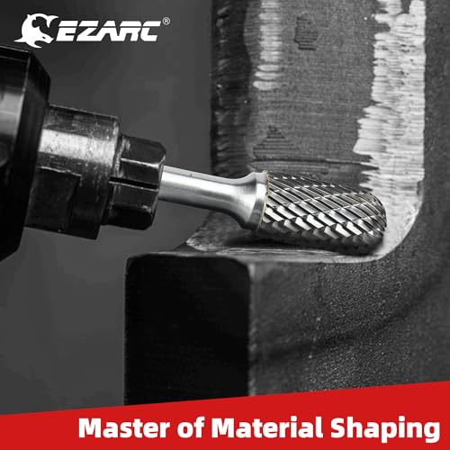 EZARC Tungsten Carbide Rotary Burr Set, 5PCS SC-5 Double Cut, 1/4" Shank - style: SC-5, 5PCS
