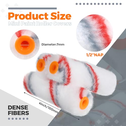 Leumoi 300 Pcs 4 Inch Mini Paint Rollers 1/2" Nap Microfiber,Red, Gray - color: Red, Gray