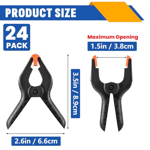 24 Pack 3.5 inch Plastic Spring Clamps, Backdrop Clips - size: 3.5in-24P