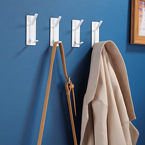 YIGII Towel Hooks/Adhesive Hooks - Heavy Duty Wall Hooks Stainless Steel Robe/Coat Towel Hooks for Bathroom and Bedroom, White 4-Packs - color: White