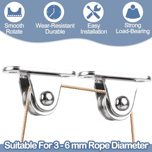 Small Pulley Block 1" Mini Duplex Pulley Roller Frictionless Silent Wheel Heavy Duty Fixed Pulley Loading 176 lb for Rope Cable Cord Guide & Wall Ceiling Mount DIY Project - 4 Pack - size: 4 Pack