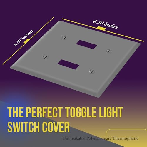 ENERLITES 10 Pack Double Toggle Light Switch Cover Plate, 2-Gang, Gray - color: Gray, size: 2 Gang