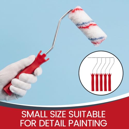 Leumoi 48 Pcs 4 Inch Mini Paint Roller Frame Threaded Grip Handle, Red - color: Red