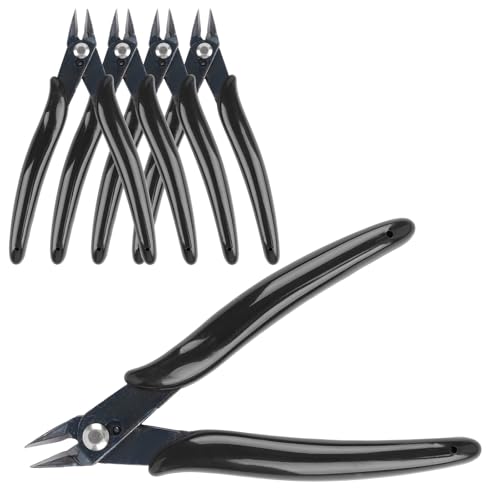 5 Pack Micro Wire Cutter, 5 Inches Flush Cutters, Black Side Cutters