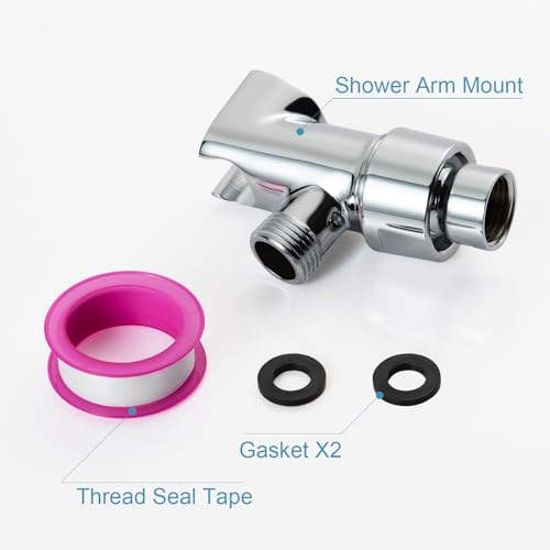 OFFO Shower Head Holder All Metal for Handheld Shower Head, Adjustable Shower Arm Mount with Solid Brass Pivot Ball, 1/2 in IPS Female Inlet and Male Outlet, Chrome - color: Chrome
