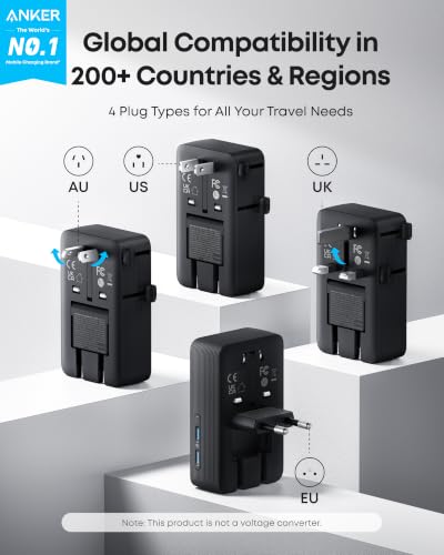 Anker Nano Travel Adapter, 2 USB C Universal Charger, 20W, 1× 2-Pin AC - color: Black