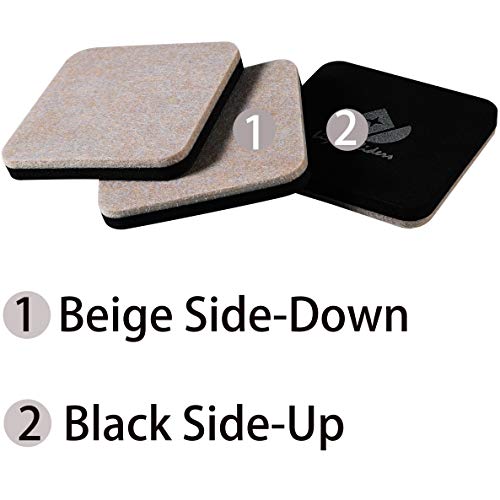 20 Pack 3in.Square Felt Sliders for Hard Surfaces - Heavy Duty Furniture Moving Sliders
