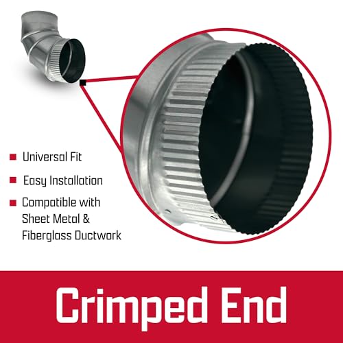 6" Adjustable Duct Elbow 90 Degree HVAC - Galvanized Sheet Metal 28-Gauge Duct Connector - Ideal for Round Tube Air Ventilation & Vent Pipe Ductwork (6 Inch) - size: 6 Inch