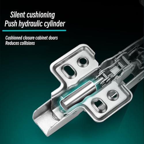 BADALU 165 Degree Kitchen Cabinet Hinges (1 Pair, 2 PCS) Concealed Hydraulic Adjustable Mounting, Soft Closing Nickel-Plated Steel Buffer Dampers for Frameless Cabinet Doors(Fixed Full Overlay) - style: 165 Degree Full Overlay 2pcs