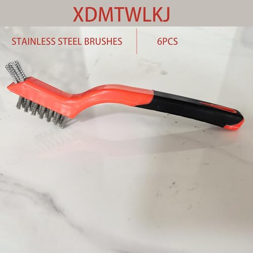 6 Pcs Wire Brushes for Cleaning, Stainless Steel Bristles Scratch Brush Set for Polishing, Rust Removal & Deep Cleaning