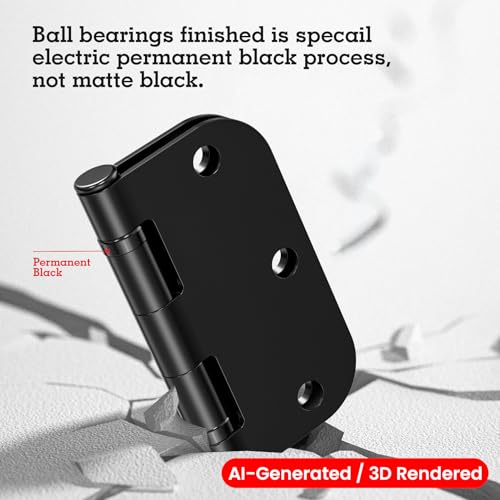 TDCHINGES Rounded Matte Black Door Hinges 3.5" 5/8"Radius Lasting No Squeak - color: Matte Black-Rounded, size: 1 Pack-Ball Bearing-lasting no squeak