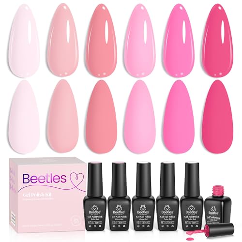 Beetles Pink Gel Polish Set, Pink Melody, 6 Colors Gel Nail Polish Set - color: A - Creme | Pink Melody