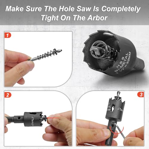 1-1/4 Inch Hole Saw with 9.1mm Triangle Shank Arbor, JTemgle Bi-Metal Hole Saw Heavy Duty Hole Cutting Tool for Cornhole Boards, Recessed Lights, Wood, Plastic, Drywall & Soft Metal - size: 1-1/4", 24mm Cutting Depth