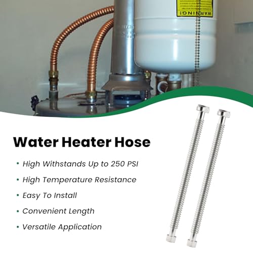 18inch Stainless Steel Corrugated Water Heater Connector Flexible for Female Iron Water Pipes Fitting, 3/4" FIP x 1" FIP, 18" Length (2 Packs) - style: 18"L/ 3/4x1"FIP