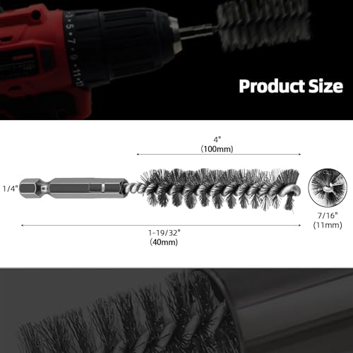 5Pcs 7/16" Stainless Steel Wire Bore Brush for Power Drill Cleaning - size: 11mm | 7/16"