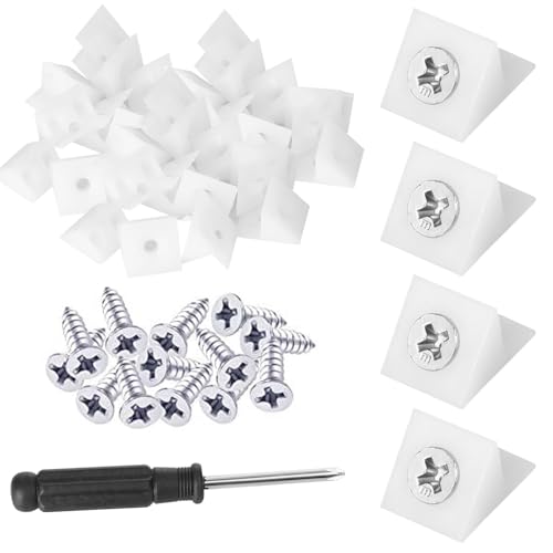 60 Pcs Drawer Wedges with Screws Drawer Bottom Support Brackets Fixing Mending Wedges 90 Degree Plastic Angle Code Bracket Fasteners Drawer Reinforcement Repair Kit for Furniture Sagging Drawer