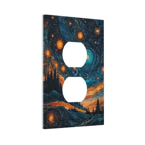 Art Starry Night Duplex Outlet Cover Plate - color: Abstract Sky with Star Forest, size: 1 Gang Duplex/5x3 IN