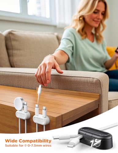 Chfeila 4Pack Magnetic Cable Clips, Dual Slot Cable Holder Clips, White - color: White-4Pack