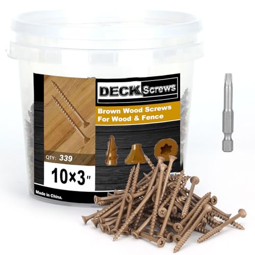 Deck Screws #10 x 3’’, T25 Star Torx Drive Flat Head Wood Screws, Brown, 5lb - color: Brown, size: 10X3’’