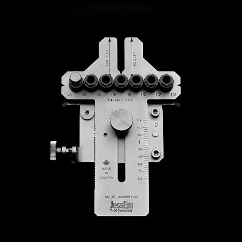 JessEm 08358 Seasoned Pro Stainless Steel Dowelling Jig Complete Kit with 1/4", 3/8" and 1/2" Guides, Three Angle Bases, Wall Bracket, Precision Woodworking Joinery Tool