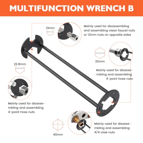 2Pcs Sink Wrench Faucet Tool, Multifunctional Basin Wrench for Tight Spaces