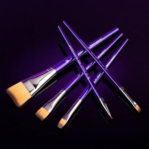 Royal & Langnickel Moderna, 5pc Wash Variety Brush Set for All Painting Mediums, Includes - Wash, Angular, Filbert, Shader & Spotter Brushes Purple - style: Wash Variety