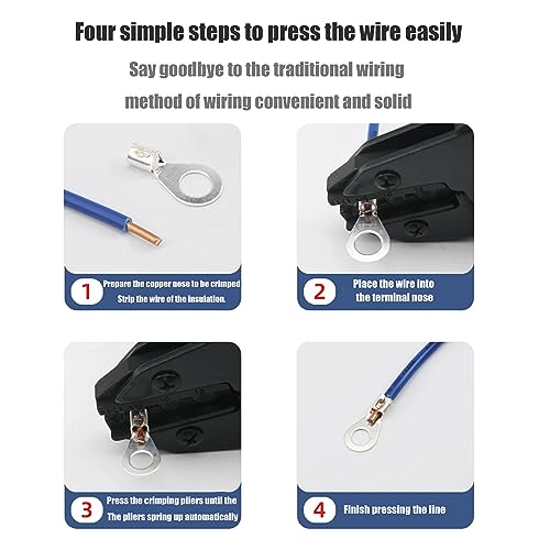 250 Uninsulated Ring Terminals, Brass Ring Connectors, AWG 22-16, 16-14, 14-12, 12-10 Crimp-On Wire Connectors, Tin-Plated Wire Terminals, Batteries