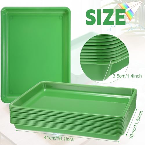 Maitys 15 Pack Plastic Art Trays 12 x 16 Inch Sensory Trays, Green - color: Green