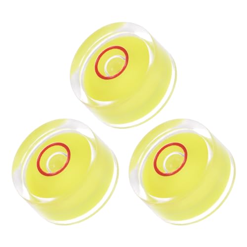 3pcs Small Circular Bubble Spirit Levels - [18mm Diameter 9mm Thickness] Mini Round RV Level Leveling Tools for Travel Trailer Turntable Camera, Yellow - color: Yellow, size: 18mm x 9mm