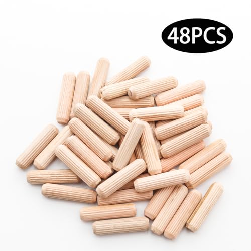 48Pcs 10mm x 40mm / 2/5 Inch x 1.57 Inch Wooden Dowel Pin - size: 10 x 40mm