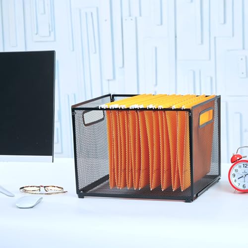 SETTFRFE Letter Size Hanging Folder Organizer,Metal File Baskets,Black