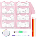 Phinus Tshirt Ruler 8P, White PVC Shirt Measurement Tool for Heat Press, V-Neck/Round T-Shirt Ruler Guide with Soft Tape and Pens for for Alignment, Front and Back Measurement
