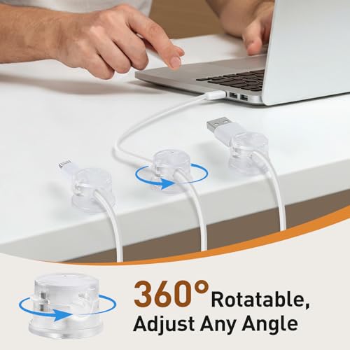 AGPTEK 8 Pack Magnetic Cable Clips, 360° Rotatable Cord Holder, Clear - color: Clear
