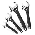 WORKPRO 4-Piece Adjustable Wrench Set, 6"-12", Cr-V Steel, Black Oxide - color: Black, size: 6 & 8 & 10 & 12 inch