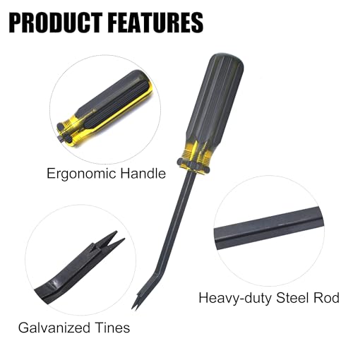 Staple Remover Heavy Duty Tack Puller with Double Pronged Head - color: Black