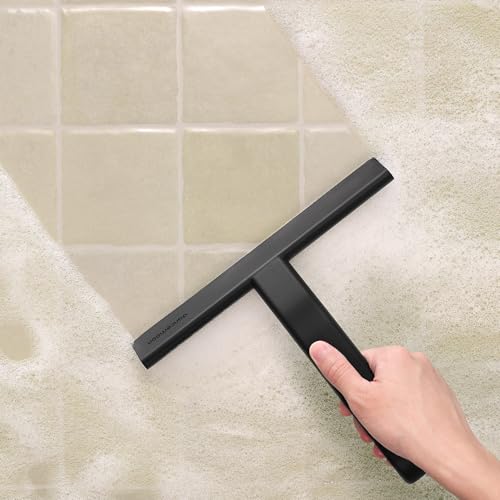 dancemoon JustHang Shower Squeegee with Built-in Hook, 10-Inch Black - color: Classic Black