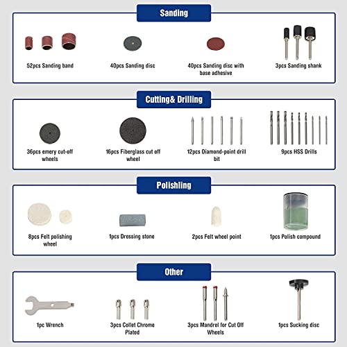 WORKPRO 276-Piece Rotary Tool Accessories Kit for Cutting Sanding Polishing - style: 276-Piece Rotary Tool Attachments