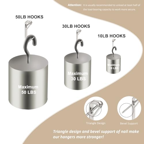 200Pcs Picture Hanging Kit with Nails & Hooks 10/30/50lb for Drywall - style: Silver