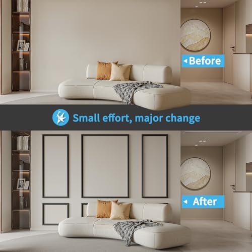 Art3d Pre-Cut Wall Molding Set of 6 pcs, 3 Top 3 Bottom, Black - color: Black: Style 2
