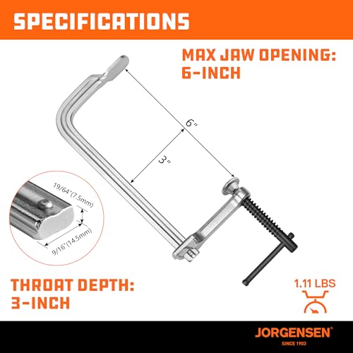 Jorgensen 6-Inch Light-Duty Drop Forged Steel Bar Clamps, 2-Pack - size: 6 Inch