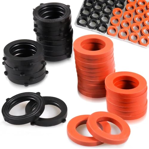 ZDBB 80 Pcs Garden Hose Gasket Rubber Seal, Fits All Standard 3/4 Inch Outdoor Hose Fittings with Heavy Duty Red and Black Self-Locking Tabs to Hold The Gasket Securely in The Fitting - size: 80 PCS