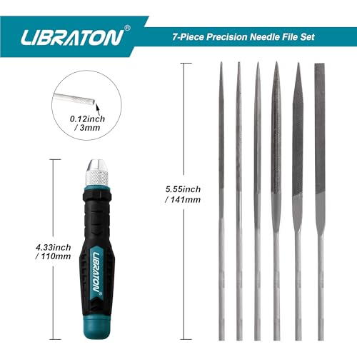 LIBRATON Needle File Set Interchangeable, Small Files, Mini Files - style: Needle File-6PCS